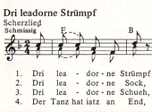 Dri leadorne Strümpf